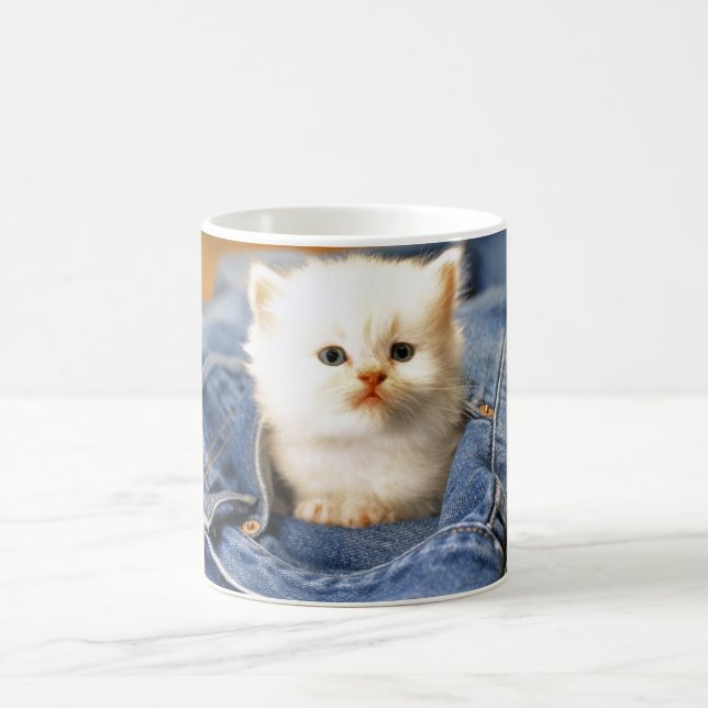 Taza De Café Café cerámico Mug-Blue Jean Kitten (Centro)