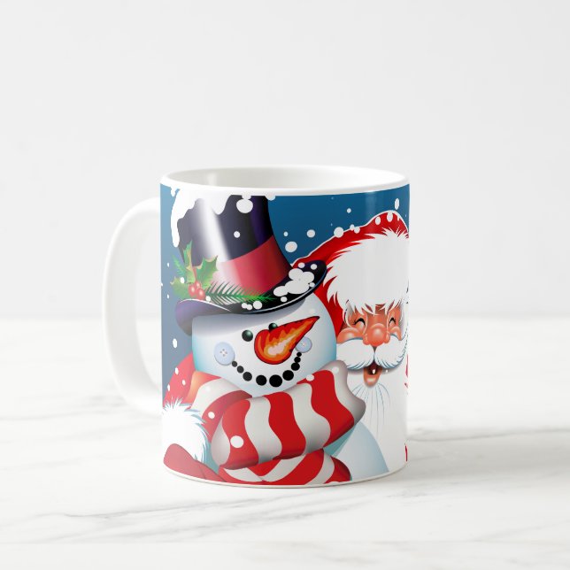 Taza De Café Café cerámico Mug-Santa & Frosty (Anverso izquierdo)