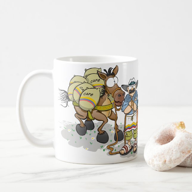 Taza De Café Café colombiano. Colombiano del café (Con donut)