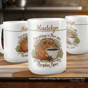 Taza De Café Café con Especias de Calabaza Estilo Vintage Nombr
