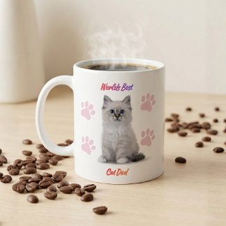 Taza De Café Café con Foto de Mascota del Mejor Papá Gato del M