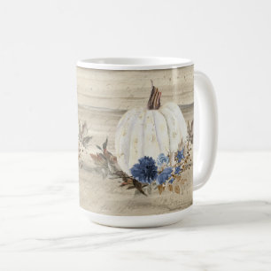 Taza De Café Café con guión de madera azul floral de la marin