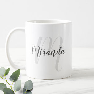 Taza De Café Café con Guión Moderno Personalizado Monograma y N