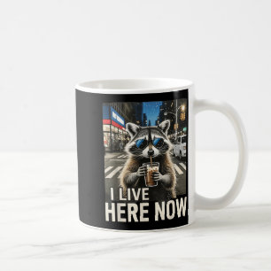 Taza De Café Café con Hielo Mapache Divertido Vivo Aquí Basura