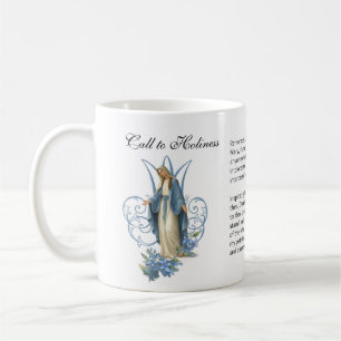 Taza De Café Café con la oración Memorare de la Virgen María Fl