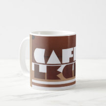 CAFE CON LECHE Café Leche Tan Rim Café Mug