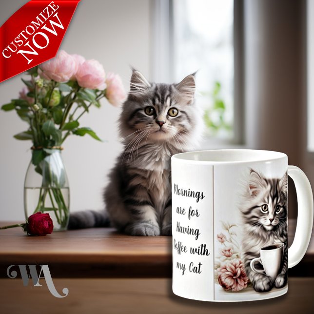 Taza De Café Café con mi gato (Easy to customize text )