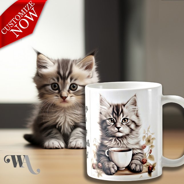 Taza De Café Café con mi gato (Easy to Customize text )
