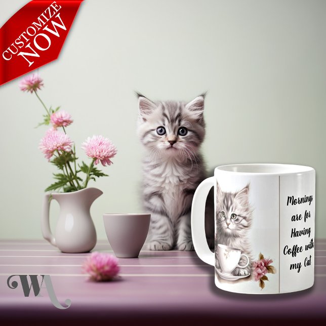 Taza De Café Café con mi gato (Easy to customize text)