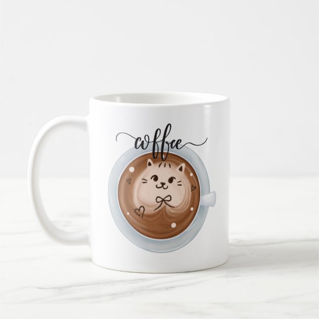 Taza De Café Café con nombre personalizado latte de gato (Izquierda)