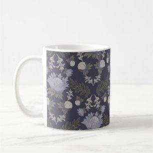 Taza De Café Café con patrón botánico de color azul estilo vint