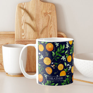 Taza De Café Café con patrón botánico floral de cítricos de nar