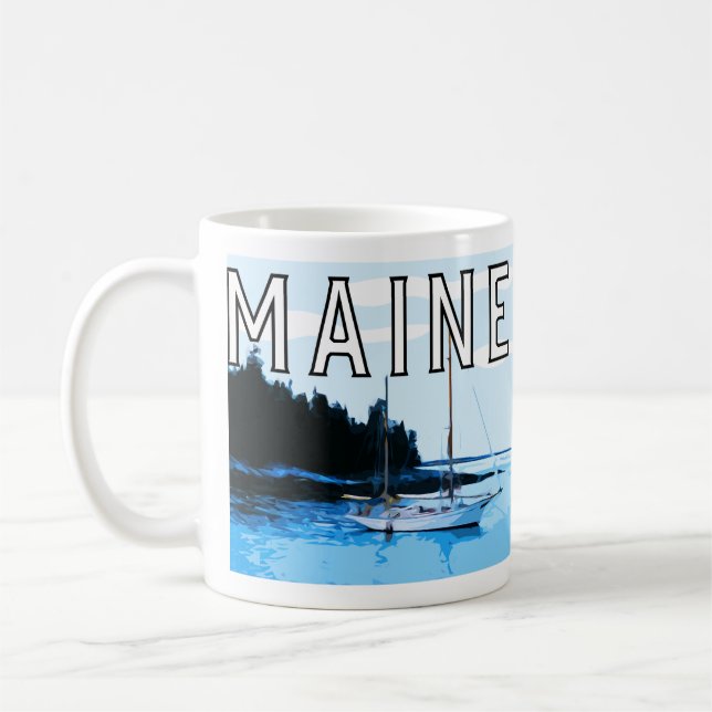 Taza De Café Café con tema del estado de Maine (Izquierda)