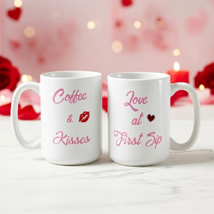 Taza De Café Café con Texto Personalizado y Besos Regalo de San