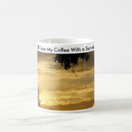 Taza De Café Café Con Una Puesta De Sol -