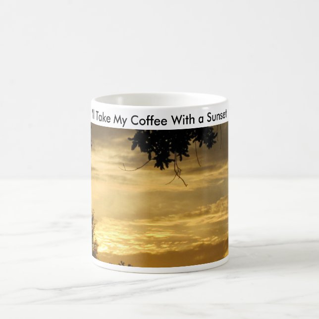 Taza De Café Café Con Una Puesta De Sol - (Centro)
