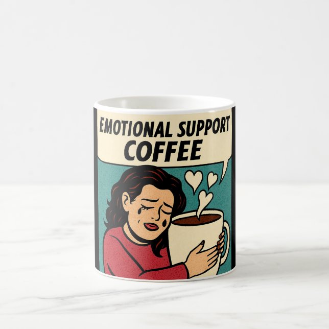 Taza De Café Café de apoyo emocional - Confort de arte pop (Centro)
