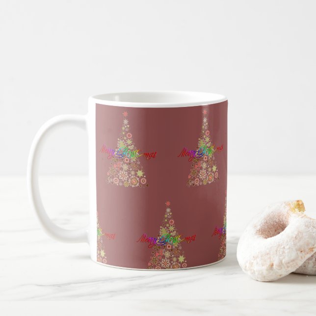 Taza De Café Café de árbol de Navidad retro (Con donut)