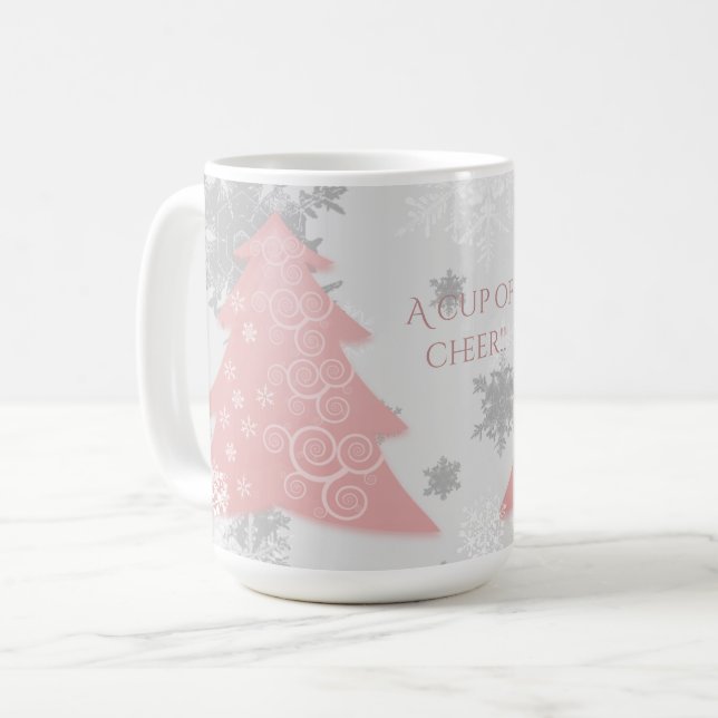 Taza De Café Café de árbol de navidad rosado festivo (Anverso izquierdo)