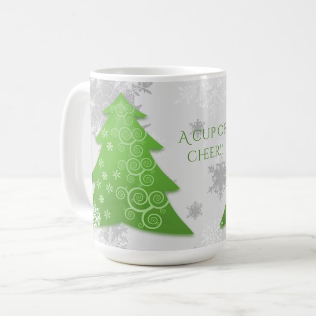 Taza De Café Café de árbol de Navidad verde festivo (Anverso izquierdo)