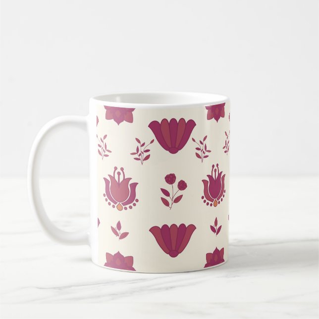 Taza De Café Café de arte folclórico rosado (Izquierda)