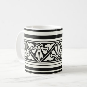 Taza De Café Café de borde de hojas de renacimiento gótico negr