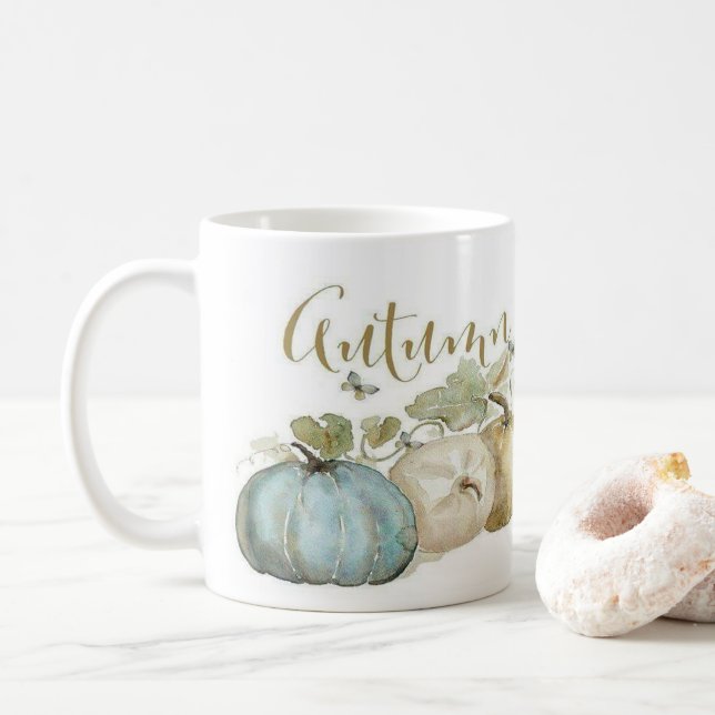 Taza De Café Café de calabaza azul otoñal (Con donut)