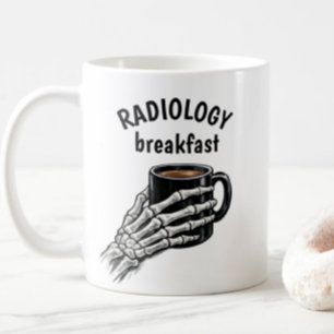 Taza De Café Café de desayuno de RADIOLOGÍA Mano esquelética