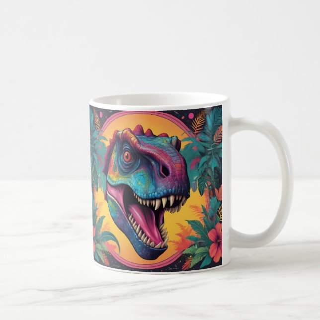 Taza De Café Café de dinosaurio cute T-Rex (Derecha)
