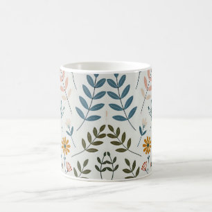 Taza De Café Café de diseño de tazas, flores y hojas de la natu