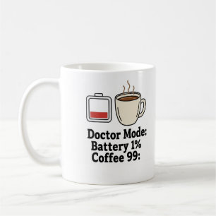 Taza De Café Café de Doctor Divertido Batería Vida Gráfica
