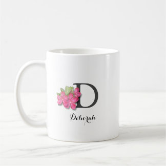 Taza De Café Café de flores rosadas monogramado