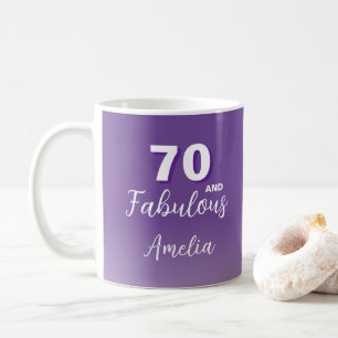 Taza De Café Café de foto de cumpleaños 70 y fabuloso de color 