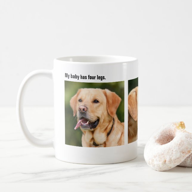 Taza De Café Café de fotos de tres Mascotas personalizados (Con donut)