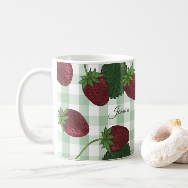 Taza De Café Café de fresa personalizado (Con donut)