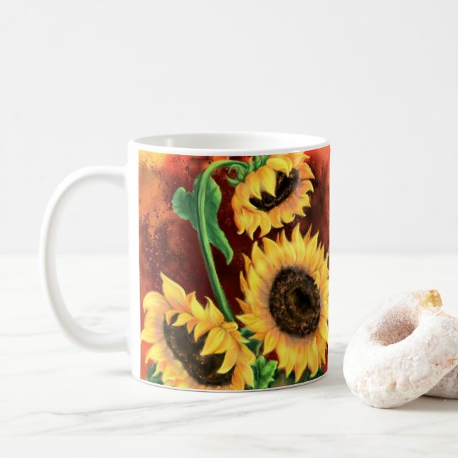 Taza De Café Café de girasol amarillo Mug (Con donut)