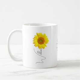 Taza De Café Café de girasol cerámico con nombre y inicial