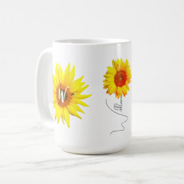 Taza De Café Café de girasol personalizado (nombre e inicial)