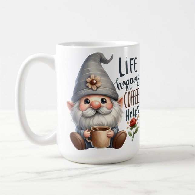 TAZA DE CAFÉ CAFÉ DE GOMA GRIS ADORABLE QUE DICE (Izquierda)