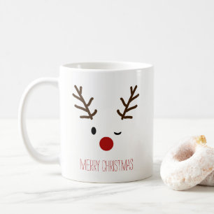 Taza De Café Café de guiño lindo del navidad del reno de Rudolf
