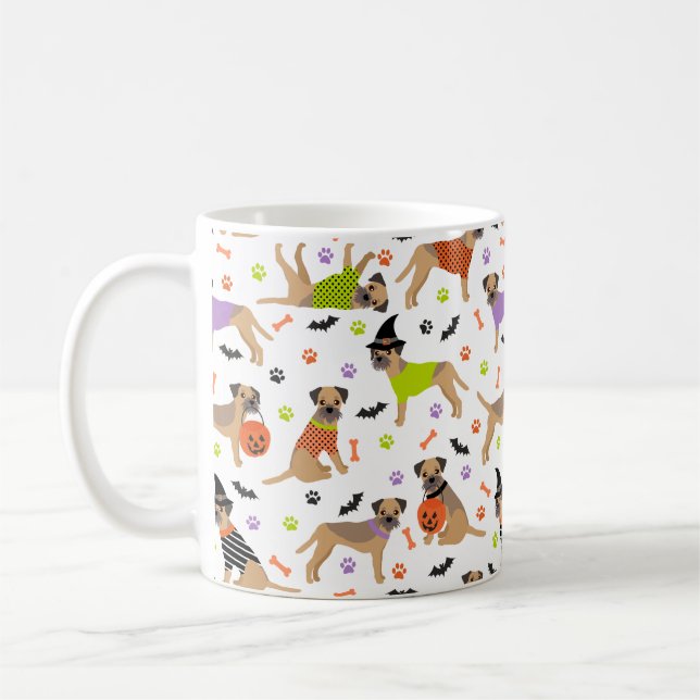 Taza De Café Café de Halloween Border Terrier Mug (Izquierda)