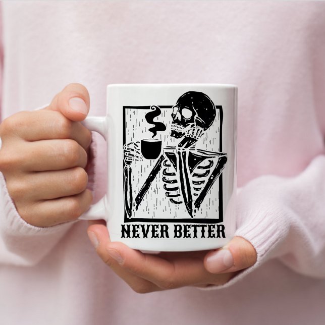 Taza De Café Café de Halloween tomando esqueleto cráneo Funny (Subido por el creador)