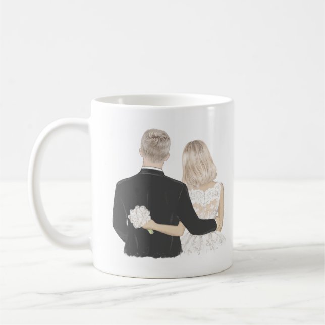 Taza De Café Café de Ilustracion de novia y de Groom Mug (Izquierda)