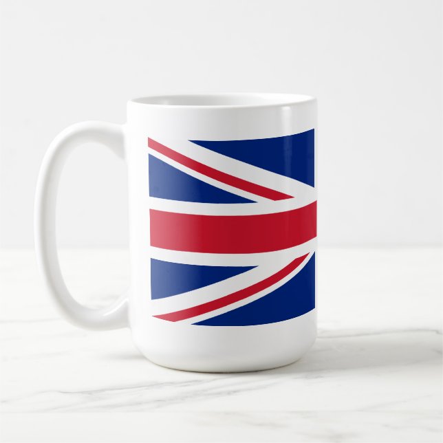 Taza De Café Café de la bandera del Reino Unido Mug 15oz (Izquierda)