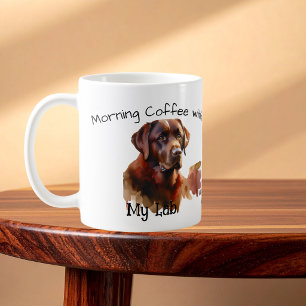 Taza De Café Café de la mañana marrón oscuro lindo con mi labra
