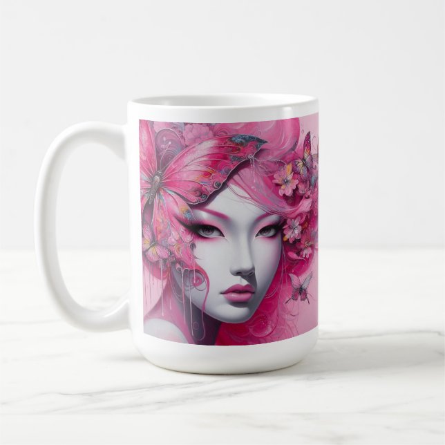 Taza De Café Café de mariposa rosa Mug (Izquierda)