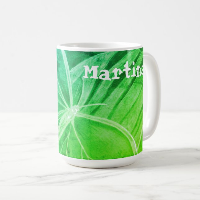 Taza De Café Café de mariposa verde personalizado (Anverso derecho)
