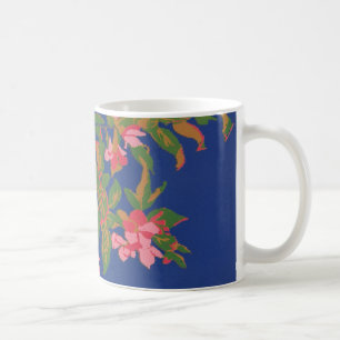 Taza De Café Café de moda, japonés rosado sobre azul