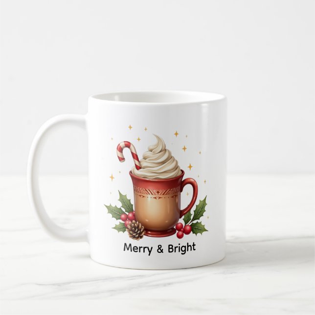 Taza De Café Café de Navidad Alegre y Brillante (Izquierda)