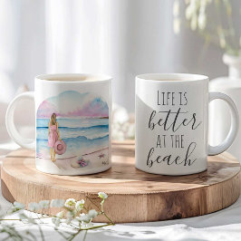 Taza De Café Café de playa: regalo Día de San Valentín para ell